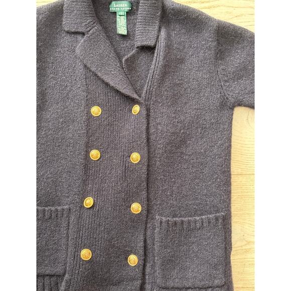 Lauren Ralph Lauren Camel Hair Wool Blazer Cardigan S Gold Buttons - Picture 3 of 4